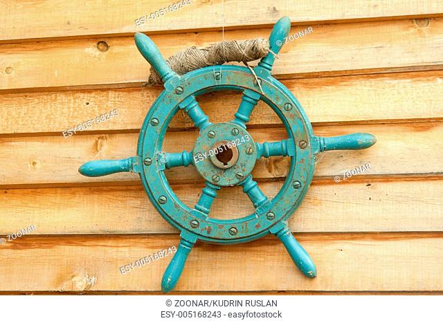 Old sea steering wheel