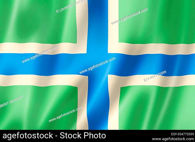 Gloucestershire County flag, United Kingdom waving banner collection. 3D illustration