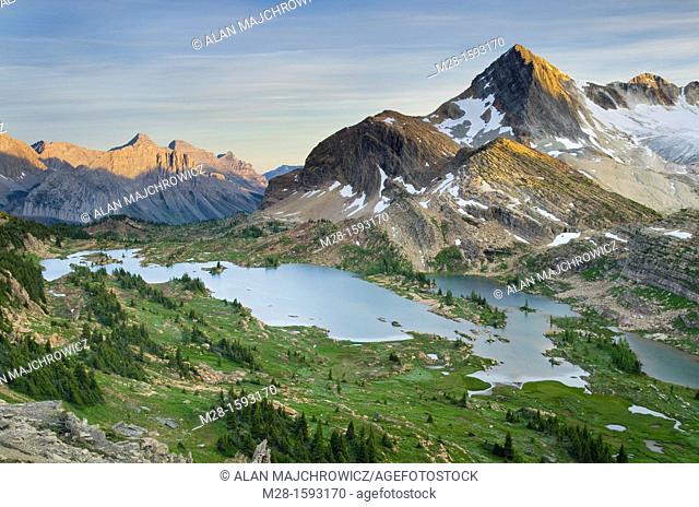 Eveing light over Russell Peak and Limestone Lakes Basin, Height-of-the-Rockies Provincial Park British Columbia Canada