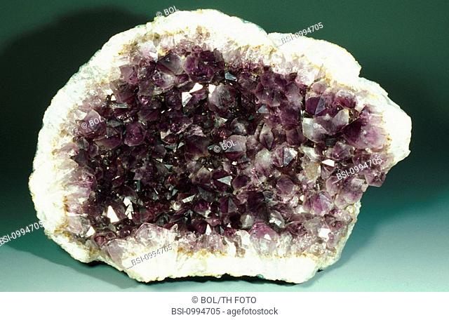 AMETHYST<BR>Worldwide distribution except for United Kingdom and Germany.<BR>Amethyst (oxide class of minerals) is a purple or violet variety of quartz