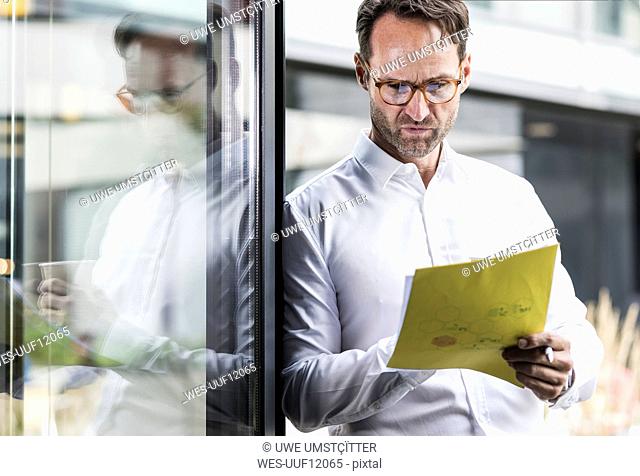 Businessman checking papers