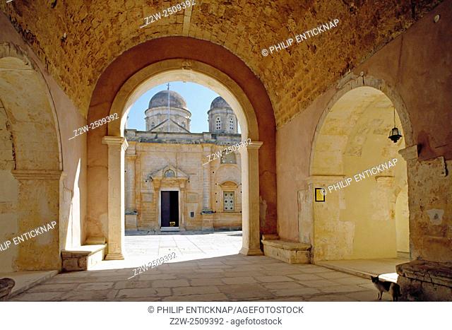 CRETE. Agia Triada Monastery or the Monastery of Agia Triada Tsangarolon is a Greek Orthodox monastery in south central Crete