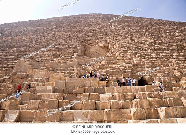 Tourists at Entrance of Pyramid of Cheops, Egypt, Cairo