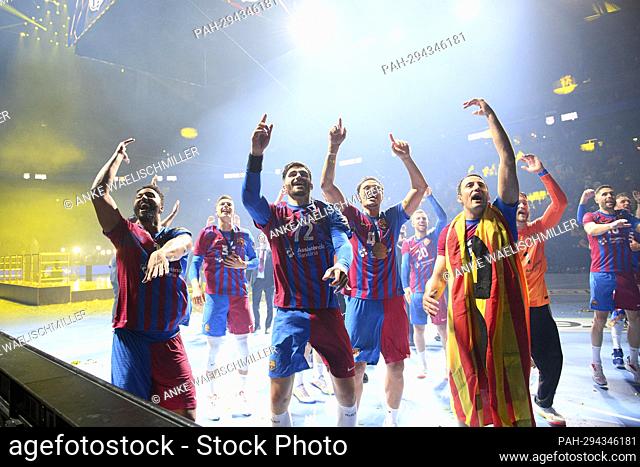 jubilation Team Barca with the cup, team, left to right Timothey N'GUESSAN (Barca), Domen MAKUC (Barca), Ludovic FABREGAS (Barca), Youssef BEN ALI (Barca)