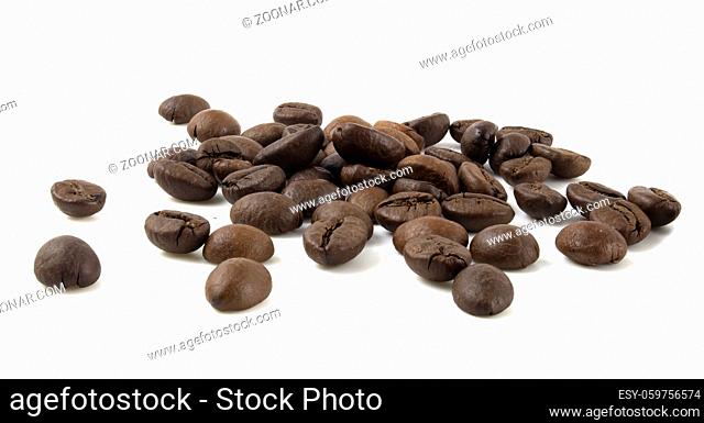 Arabica coffee beans isolated on white background