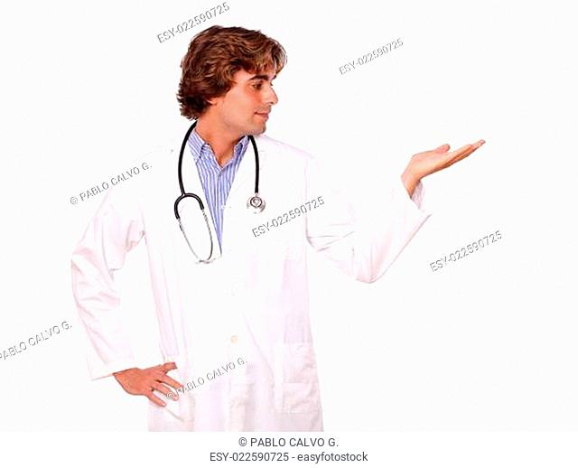 Profesional medical doctor holding out his palm
