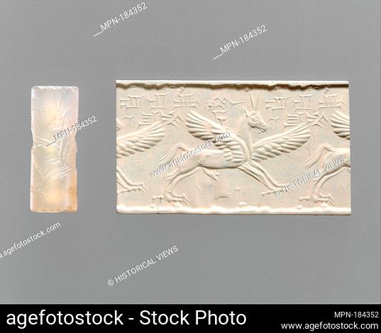 Cylinder seal and modern impression: winged horse with claws and horns. Period: Middle Assyrian; Date: ca. 14th-13th century B