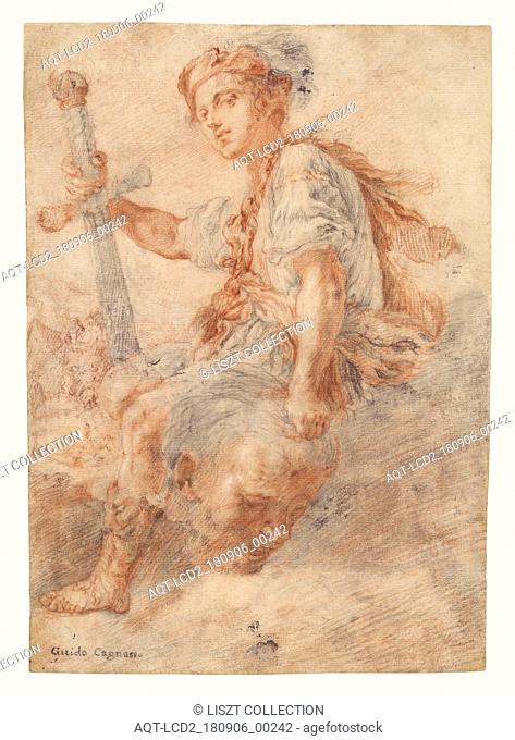 David with the Head of Goliath (recto); Two Studies, One of a Woman (verso); Domenico Fetti (Italian, about 1589 - 1623); about 1620; Red, black