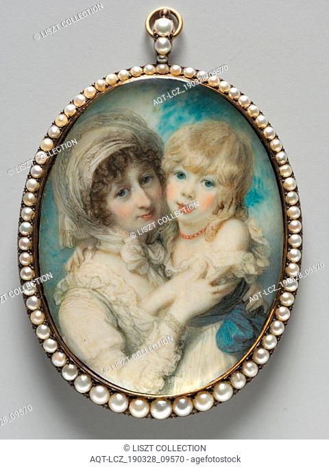 Portrait of Catherine Clemens and Her Son, John Marcus Clemens, c. 1800. Richard Cosway (British, 1742-1821). Watercolor on ivory in a gold and split pearl...