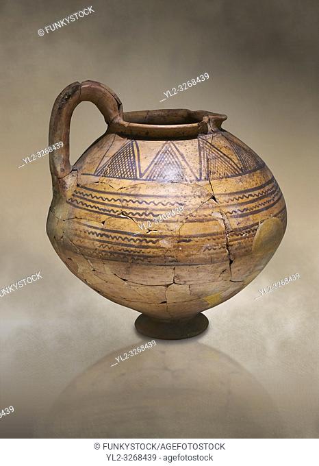 Phrygian terra cotta jug with geometric designs from Gordion. Phrygian Collection, 8th century BC - Museum of Anatolian Civilisations Ankara. Turkey