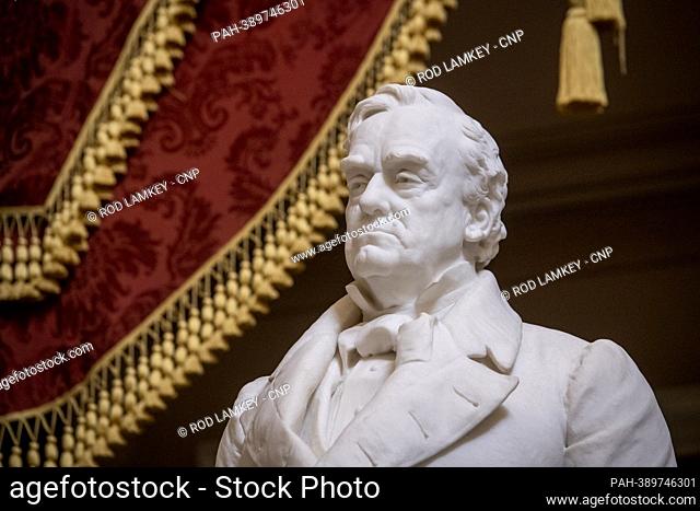 The statue of former US Secretary of War Lewis Cass, seen in Statuary Hall of the US Capitol, was an enslaver and partially responsible for the €œTrail of Tears
