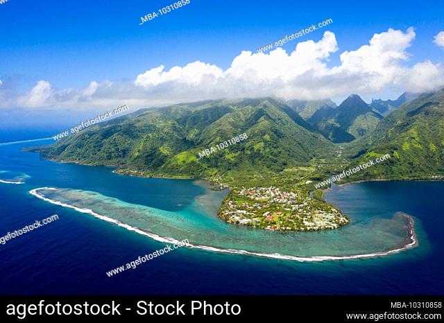 Aerial View of Vaitephiha Valley, Tahiti, French Polynesia