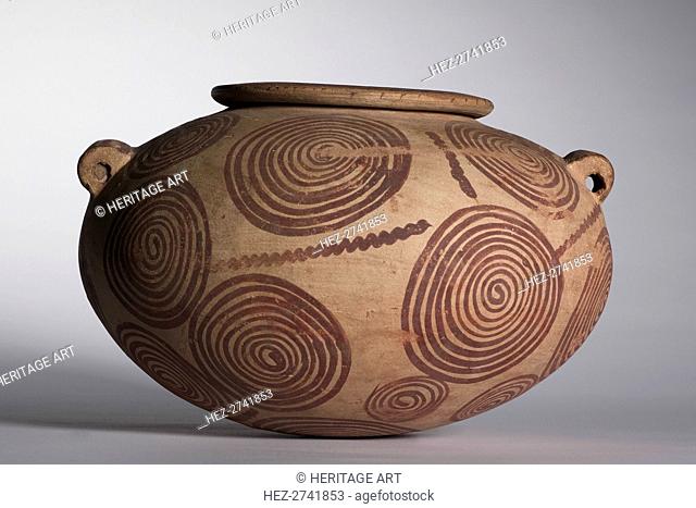 Squat Jar with Lug Handles, c. 3400-3300 BC. Creator: Unknown