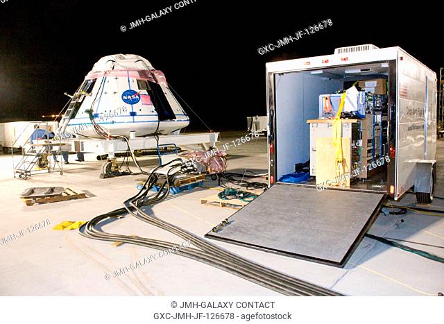 Functional tests of the crew module are conducted at the U.S. Army's White Sands Missile Range (WSMR) in New Mexico in preparation for the Pad Abort-1 launch...