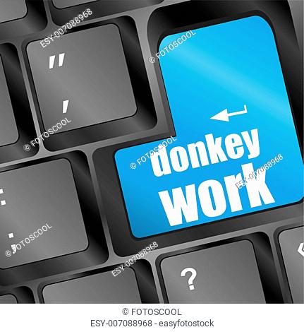 Wording donkey work on computer keyboard