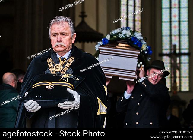 Funeral of Hugo Mensdorff-Pouilly, from Moravian noble family of Lorraine origin who died at 94 years, in St James Church, Boskovice, Czech Republic