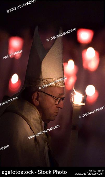 March 13, 2023 marks 10 years of Pontificate for Pope Francis. in the picture : Pope Francis ""feast of candles"" during Holy Mass for the Solemnity of the...