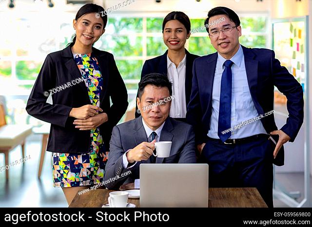 group of business people for Business team concept working in cafe for out of office concept