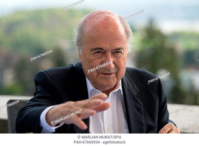 Former FIFA president Sepp Blatter during an interview after the presentation of the book: 'Sepp Blatter: Mission and Passion Football', in Zurich, Switzerland