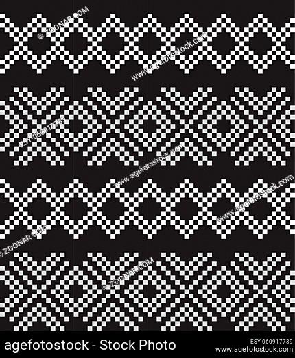 Black and White Christmas fair isle pattern background for fashion textiles, knitwear and graphics