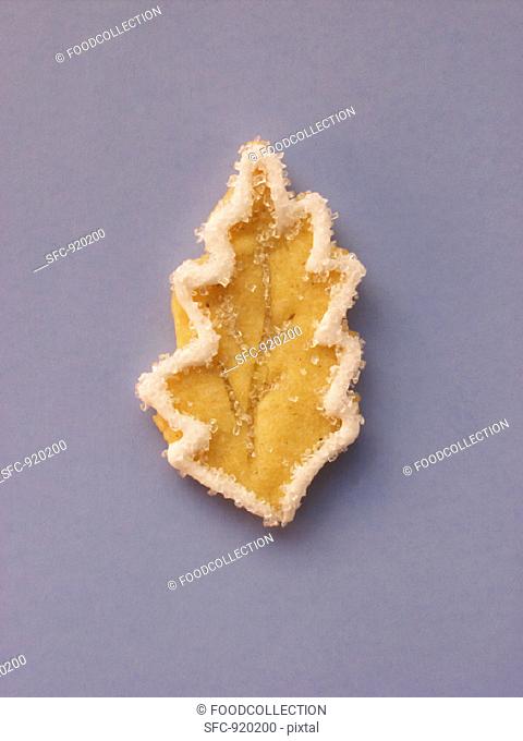 Decorated sweet pastry biscuit (leaf)