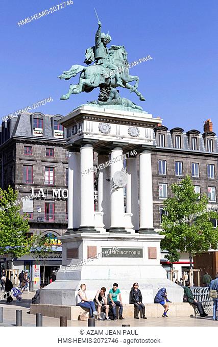 France, Puy de Dome, Clermont Ferrand, the Jaude square and Vercingetorix statue by Bartholdi