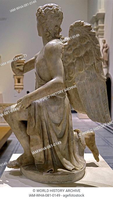 Satute of a kneeling angel (one of a pair). Possibly made by Silvio Cosini (1495-1549) Italian sculptor. Dated 16th Century