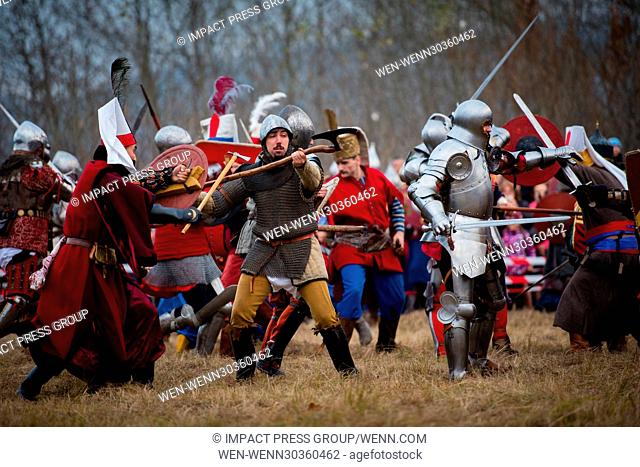 Bulgarian, Turkish, Czech, Hungarian and other countries amateur actors re-enact a scene from the battle of Polish King Wladyslaw III Warnenczyk against Ottoman...