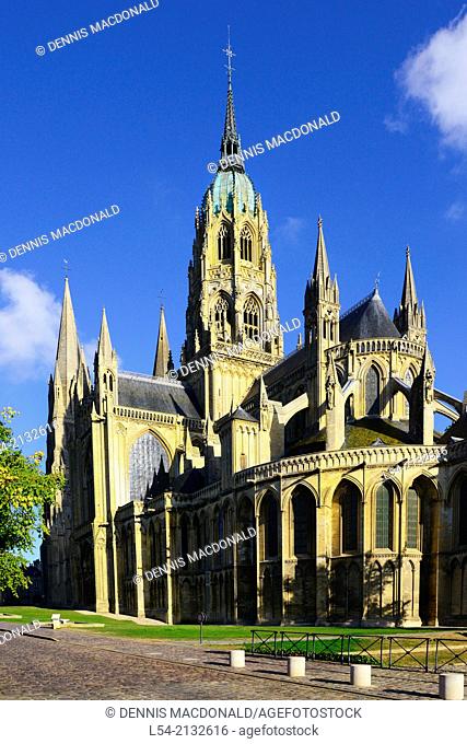 Bayeux Cathedral Catholic Church France Normandy FR Europe Norman Romanesque Gothic