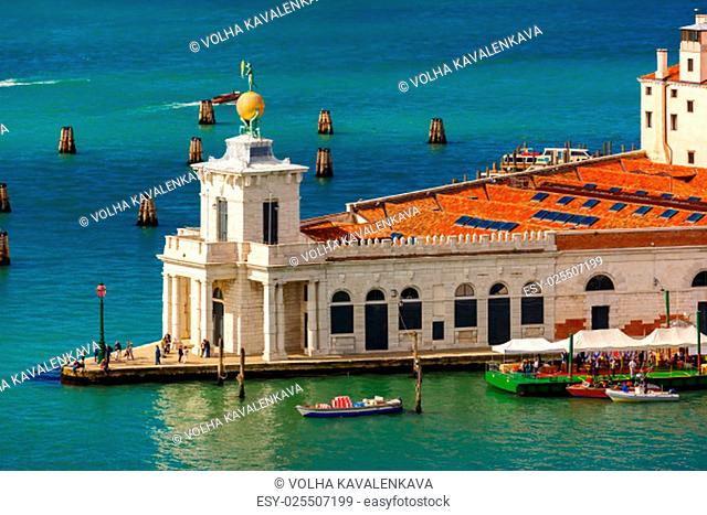 View from Campanile di San Marco to Dogana di Mare, Venice, Italia