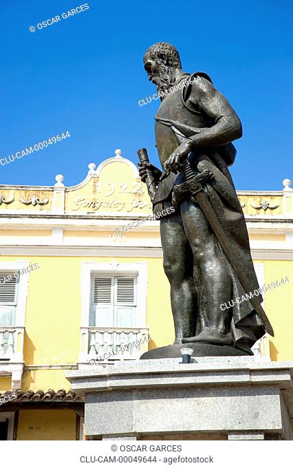 Statue of Pedro de Heredia, Square of the Coches, Cartagena, Bolivar, Colombia