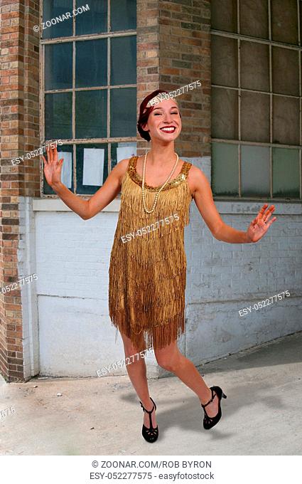Woman dressed as a 1920s flapper girl