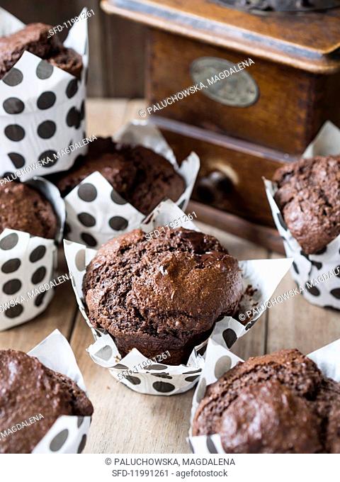 Vegan wholemeal chocolate muffins
