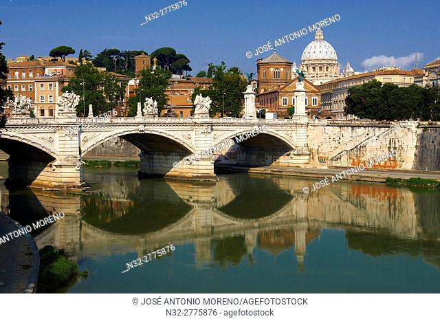 Sant Angelo Bridge, River Tiber, Rome, Lazio, Italy