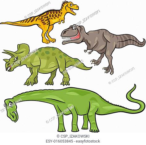 prehistoric dinosaurs cartoon set