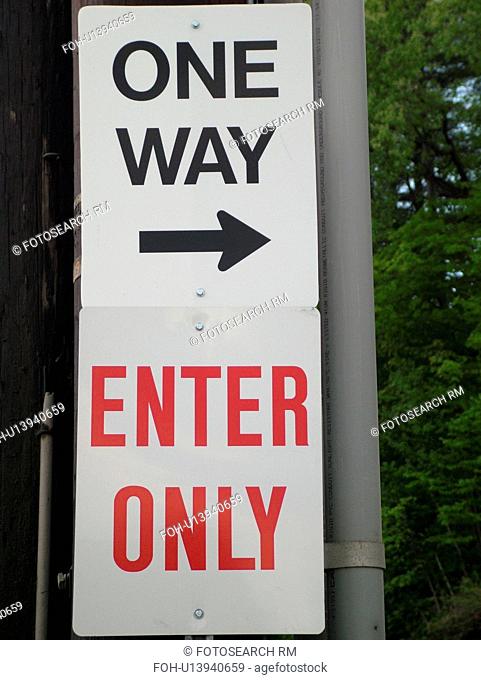 road sign, One Way, Enter Only