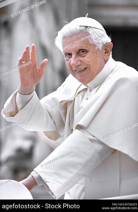April 16 Emeritus Pope Benedict XVI will be his birthday he celebrates 90 years.. Pope Benedict XVI prays as a faithful holds the cross during the traditional...