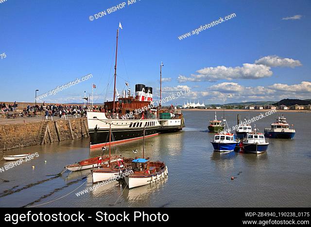 The paddle steamer Waverley at Minehead harbour