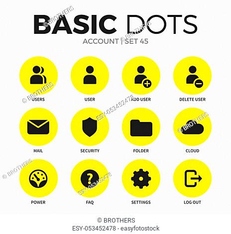 Account flat icons set with users isolated vector illustration on white
