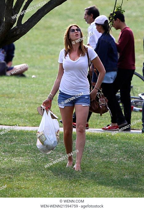 Lisa Snowdon and her boyfriend Adereti Monney enjoy a sunday afternoon at the park in Primrose Hill Featuring: Lisa Snowdon Where: London