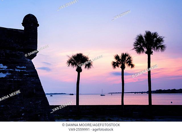 Sunrise over Matanzas Inlet and Castillo de San Marcos, St. Augustine, Florida