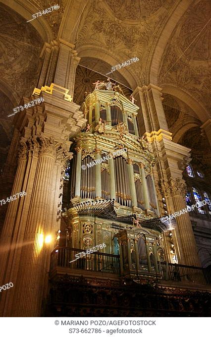 Organ in the Cathedral, Malaga, Andalusia, Spain
