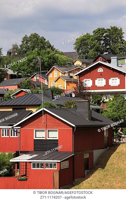 Finland, Porvoo, traditional wooden houses