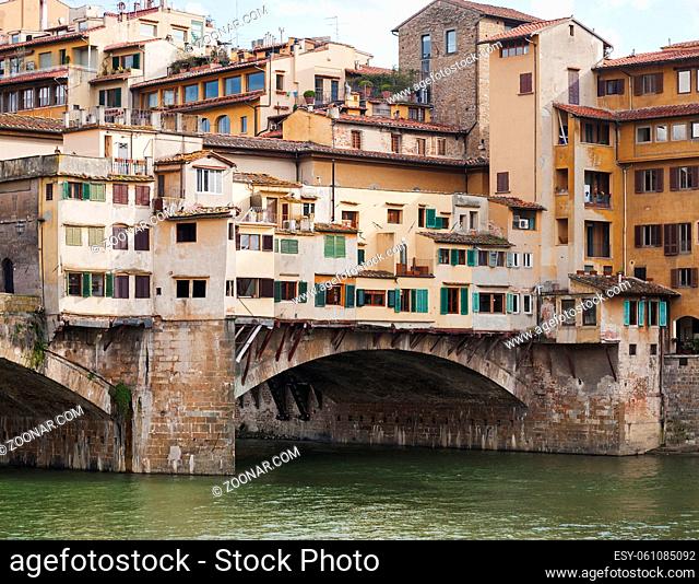 detail of an arch of the famous Ponte Vecchio (Old Bridge) in Florence