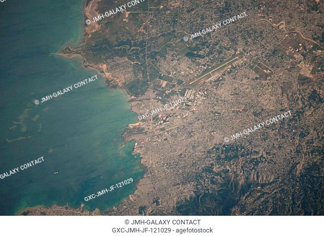 Photographed from the International Space Station orbiting Earth at an altitude of 211 statute miles, this image of the Port-au-Prince area of Haiti from Jan