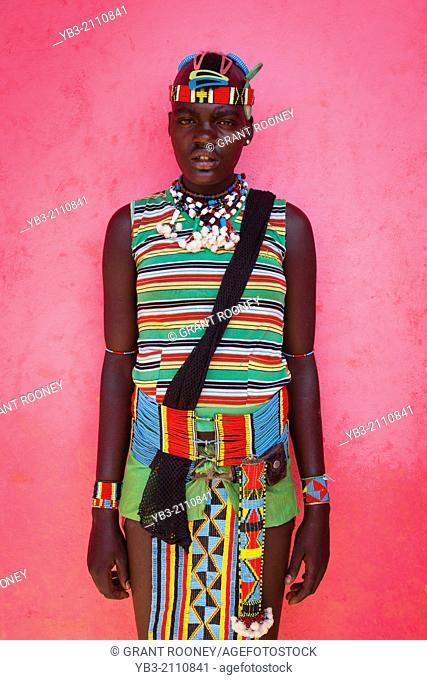 A Girl From The Banna Tribe In Traditional Costume, Key Afar, Omo Valley, Ethiopia