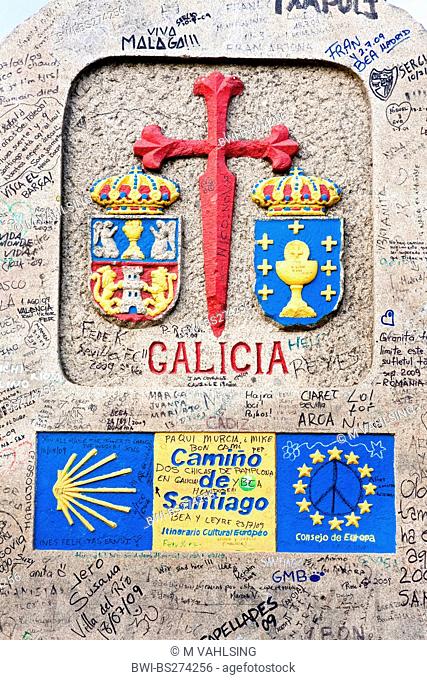 boundary stone at the border of Castile to Galicia, Spain, Galicia, Lugo