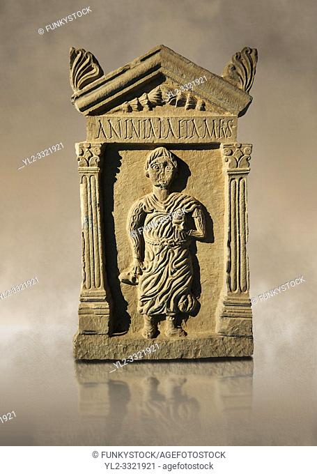 Second century Roman funerary stele dedicated to Anninia Laeta from the cemetery of Thuburbo Majus a city of the Roman province of Africa Proconsularis
