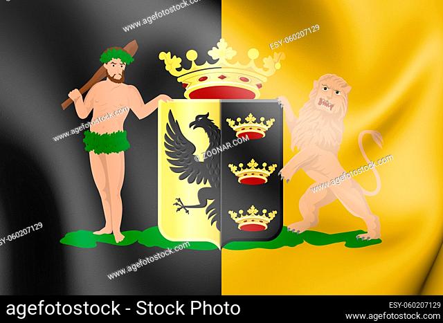 3D Flag of Sneek (Friesland), Netherlands. 3D Illustration