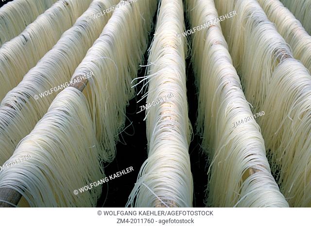 CHINA, GUANGXI PROVINCE, NEAR GUILIN, XING PING VILLAGE SCENE, NOODLES DRYING, CLOSE-UP